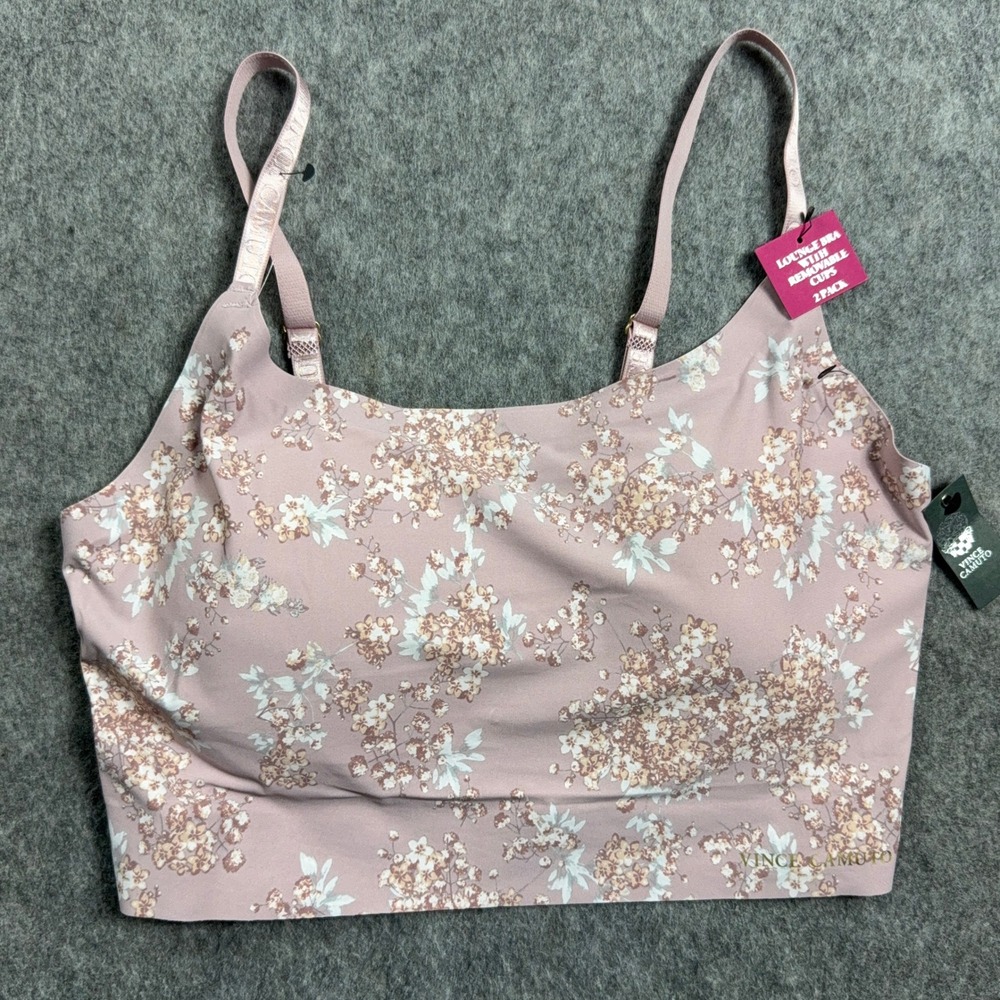Vince Camuto Women Lounge Bra Size L Mauve Pink Floral Wireless Removable NWT